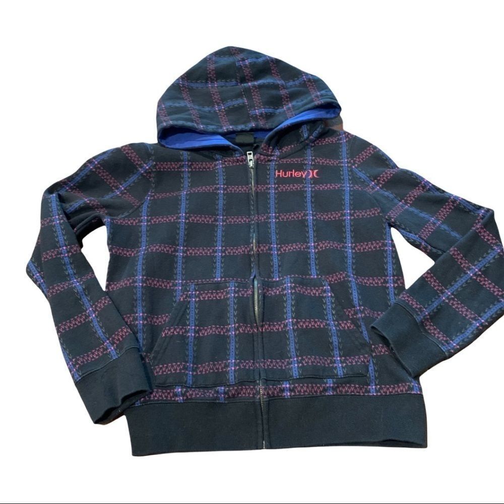 HURLEY Women’s Plaid Hoodie Jacket Size Medium